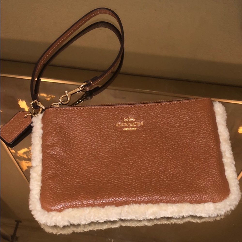 Coach Leather & Shearling Wrislet